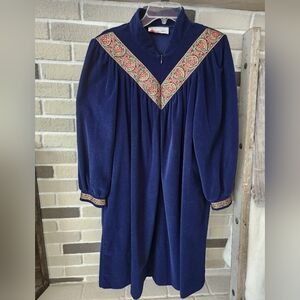 Vintage Vanity Fair Velour 3/4 Zip Robe Housecoat Tapestry